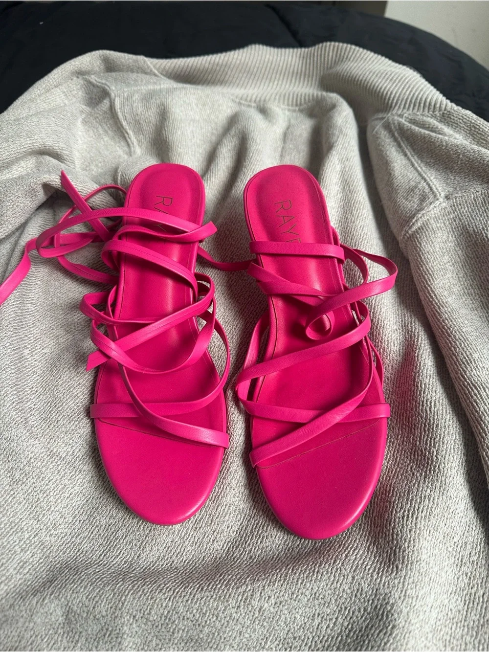 Rate Pink Strappy Wrap-Ankle Sandal